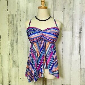 Profile by Gotten Fantasia Flyaway Swim top - Sz L (12) - Tribal Boho - Cruise